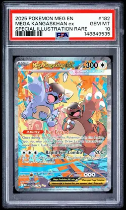 Mega Kangaskhan ex PSA 10 English Pokemon Card 182 SIR 2025 ME01 Mega Evolution - Image 1
