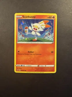 Pokemon TCG Sword & Shield Scorbunny 30/202 Cosmos Holo 🌀SWIRL ON FOOT🌀 NM - Image 1