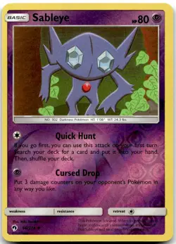 Pokemon Sableye Lost Thunder SM8 #96/214 Uncommon Reverse Holo LP - Image 1