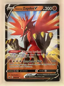 Galarian Zapdos V 080/198 Holo V Rare Chilling Reign Pokemon NM - Image 1