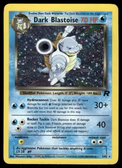 Pokemon Cards Dark Blastoise 3/82 Unlimited Holo Team Rocket Rare DMG *CREASE* - Image 1