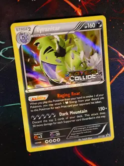 LP Pokemon Prerelease TYRANITAR Card XY BLACK STAR PROMO XY130 Holo Fate Collide - Image 2