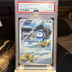 2025 POKEMON PFL EN-PHANTASMAL FLAMES ILLUSTRATION RARE #098 PIPLUP PSA 9 - Image 1