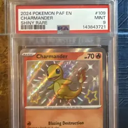2024 POKEMON PAF EN-PALDEAN FATES SHINY RARE #109 CHARMANDER PSA 9 - Image 3