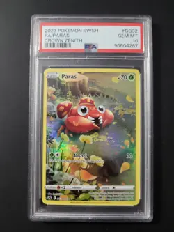 Pokemon Paras GG32/GG70 Full Art Holo Ultra Rare Crown Zenith PSA 10 English - Image 1