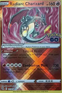 Radiant Charizard 011/078 Radiant Rare Pokemon GO Pokemon NM - Image 1