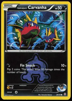 Team Aqua's Carvanha 20/34 NM Double Crisis Common Pokemon - Image 1