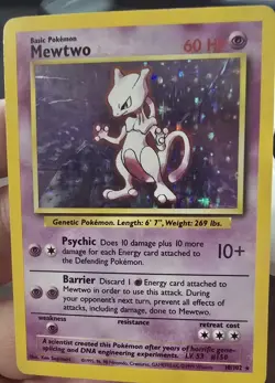 Pokemon TCG Mewtwo Base Set 10/102 Holo Rare 60 HP English 1999 - Image 1