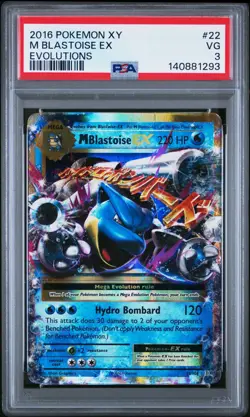 2016 POKEMON XY EVOLUTIONS #22 M BLASTOISE EX PSA 3 VERY GOOD - Image 1
