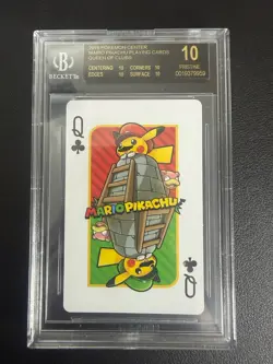 Pokemon Mario Pikachu Deck 2016 Playing Card Queen On Clubs BGS 10 Black Label - Image 1