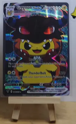 Pikachu Cosplay Greymon Digimon Custom ACG Card Holo Foil Anime 012/055 - Image 1