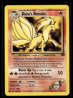 Blaine's Ninetales 21/132 Gym Challenge Rare Pokemon - Image 1