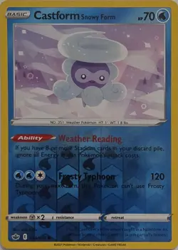 Castform Snowy Form 034/198 Common Chilling Reign Pokemon Reverse Holo Near Mint - Image 1
