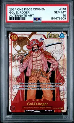 One Piece Gol D Roger Emperors in the New World Alternate Art OP09-118 PSA 10 - Image 1