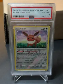 PSA 8 2017 Pokemon Sun & Moon Eevee Reverse Foil #101 - Image 1
