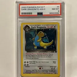 PSA 8 Dark Dragonite #5 2000 Pokemon Rocket Holo Pokemon TCG SWIRLL!! - Image 1