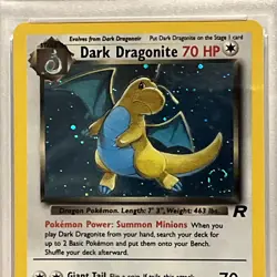 PSA 8 Dark Dragonite #5 2000 Pokemon Rocket Holo Pokemon TCG SWIRLL!! - Image 2