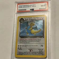 PSA 8 Dark Dragonite #5 2000 Pokemon Rocket Holo Pokemon TCG SWIRLL!! - Image 3