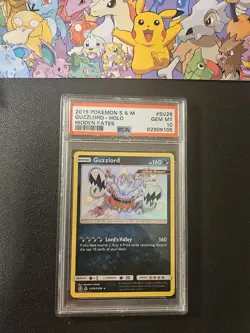 POKEMON CARD 2019 SUN MOON GUZZLORD HOLO HIDDEN FATES #SV26 GRADED PSA 10 - Image 1