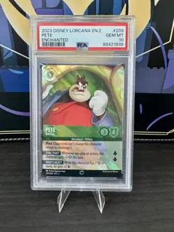 Disney Lorcana Pete Bad Guy 209/204 Enchanted PSA 10 GEM MINT - Image 1