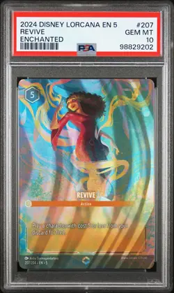 2024 DISNEY LORCANA EN 5-SHIMMERING SKIES ENCHANTED #207 REVIVE PSA 10 - Image 1
