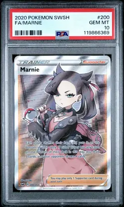 2020 POKEMON SWORD & SHIELD #200 FULL ART/MARNIE PSA 10 - Image 1