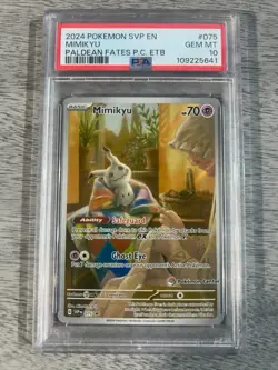 Pokemon Mimikyu Paldean Fates Pokemon Center Promo 075 PSA 10 Exclusive Stamp - Image 1