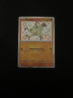 Mankey 169/091 Pokemon SV: Paldean Fates Shiny Rare NM Mint Holo - Image 1