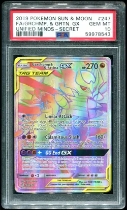 PSA 10 Garchomp & Giratina GX Full Art Secret Rare Unified Minds Pokemon #247 - Image 1