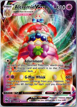 POKEMON CARD - ALCREMIE VMAX 023/073 CHAMPION'S PATH VMAX RARE HOLO NEAR MINT - Image 1