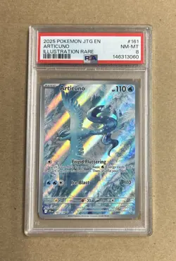 2025 Pokemon Journey Together Articuno Illustration Rare Card #161 PSA 8 - Image 1