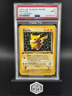 1999 Pokemon League Ivy Pikachu 1st Edition Black Star Promo #1 PSA 9 - Image 1