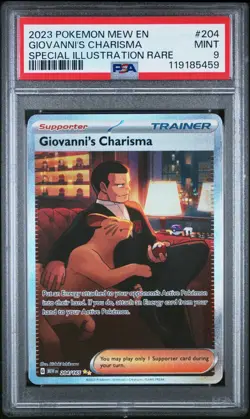 2023 POKEMON MEW EN-151 SPECIAL ILLUSTRATION RARE #204 GIOVANNI'S CHARISMA PSA 9 - Image 1