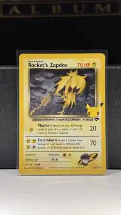 Pokemon Rocket's Zapdos Holo 25th anniversary 15/132 70 HP - Image 1