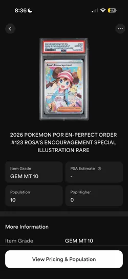 Pokemon Rosa's Encouragement 123/088 POR Special Illustration Rare PSA 10 POP10 - Image 3