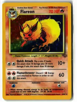 Flareon ⭐ 3/64 Holo Rare Jungle WotC Vintage 1999 Pokemon NM/LP - Image 1