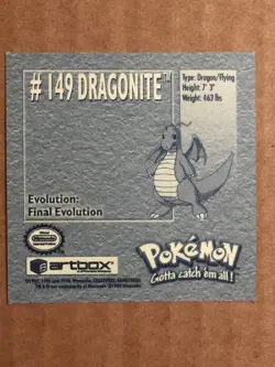 Pokemon 1999 Artbox Series 1 Stickers Dragonite 149. - Image 2