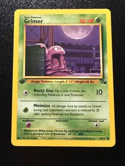 Pokemon Card 1st Edition Fossil Grimer 48/62. WoTC Vintage - Image 1