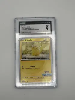 Pokemon CGC 9 Pikachu Black Star Promo 214 Illustration Contest 2024 Winner Card - Image 1