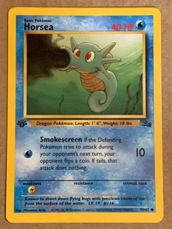 Pokemon Card 1st Edition Fossil Horsea 49/62. WoTC Vintage - Image 1