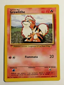 Pokemon Card Base Set Italian Growlithe 28/102. Vintage. WoTC - Image 3