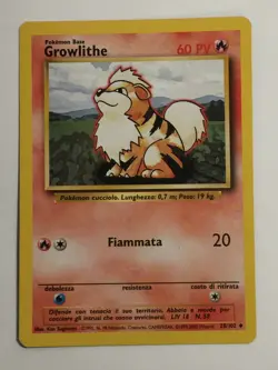 Pokemon Card Base Set Italian Growlithe 28/102. Vintage. WoTC - Image 5