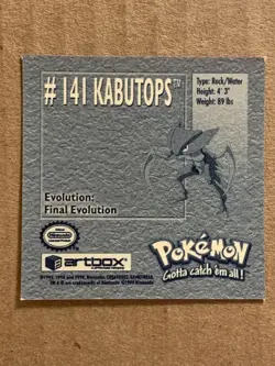 Pokemon 1999 Artbox Series 1 Stickers Kabutops 141. FREE SHIPPING! - Image 4