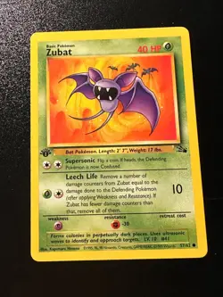 Pokemon Card 1st Edition Fossil Zubat 57/62. WoTC Vintage - Image 1