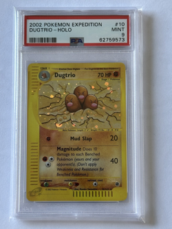 2002 Pokemon Expedition - Dugtrio Holo #10 PSA 9 MINT - Image 1