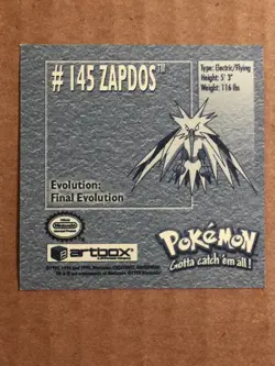 Pokemon 1999 Artbox Series 1 Stickers Zapdos 145. FREE SHIPPING! - Image 4