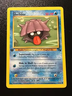 Pokemon Card Fossil 1st Edition Shellder 54/62. WoTC Vintage - Image 1