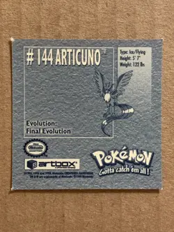 Pokemon 1999 Artbox Series 1 Stickers Articuno 144. FREE SHIPPING! - Image 2
