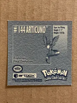 Pokemon 1999 Artbox Series 1 Stickers Articuno 144. FREE SHIPPING! - Image 4
