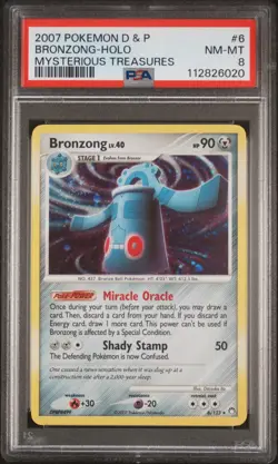 2007 POKEMON DIAMOND & PEARL MYSTERIOUS TREASURES #6 BRONZONG-HOLO PSA 8 - Image 1